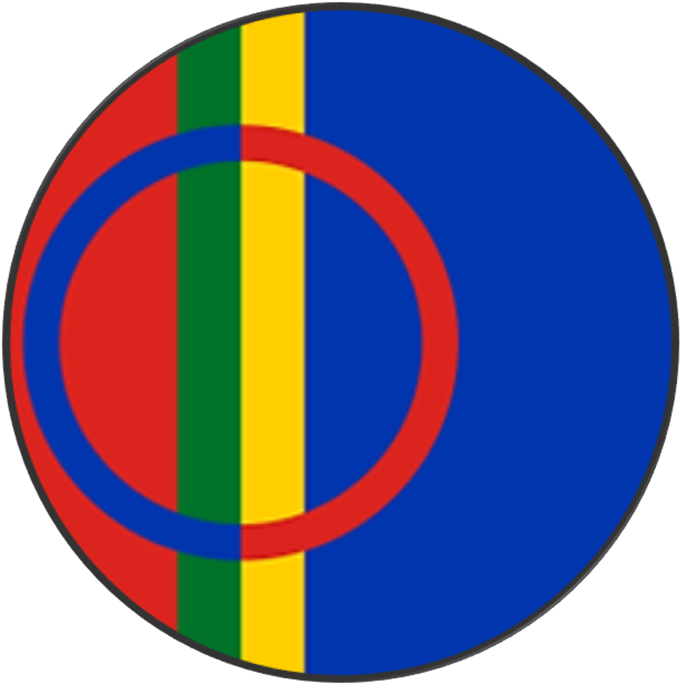 Foto: Samisk flagg sirkel Samisk flagg sirkel